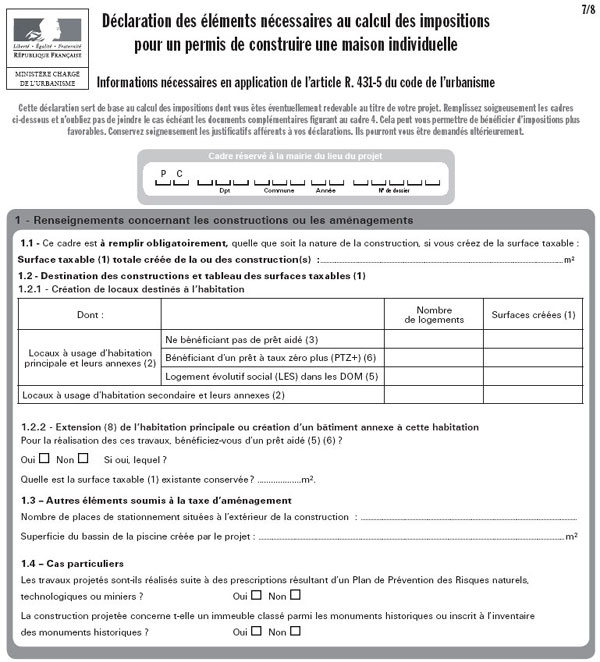 comment remplir surface taxable permis de construire