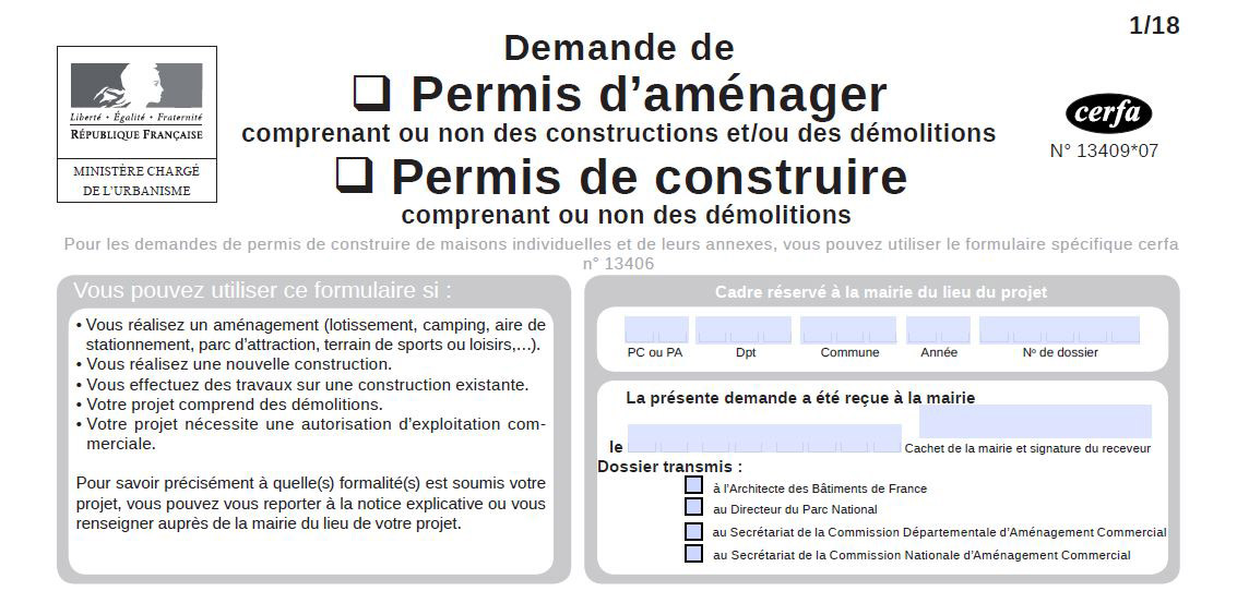 Formulaire de demande de permis de construire